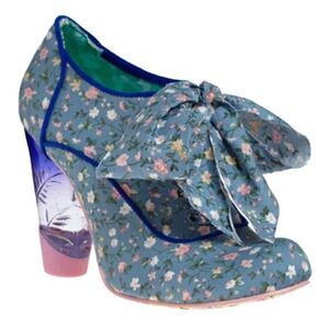 Irregular Choice blue dainty floral Irregular Choice Floral Booties Heels 6.5